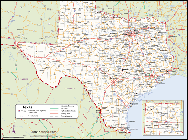 Texas Wall Map with Counties by Maps.com - MapSales