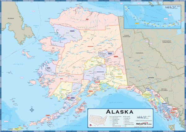 Alaska Counties Wall Map by Maps.com - MapSales
