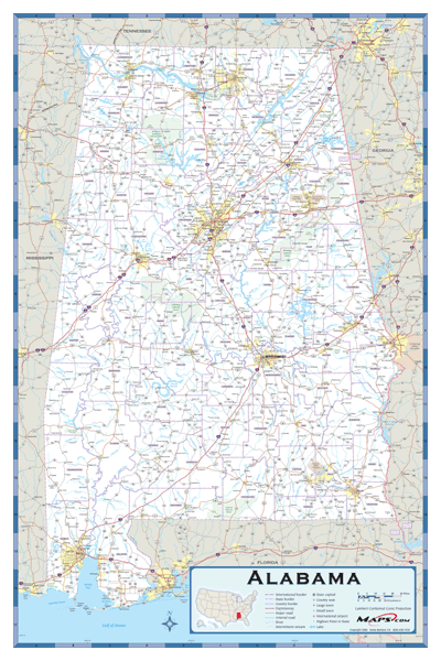 Alabama County Highway Wall Map by Maps.com - MapSales