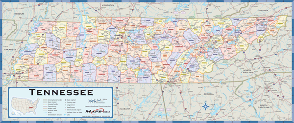 Tennessee Counties Wall Map by Maps.com - MapSales