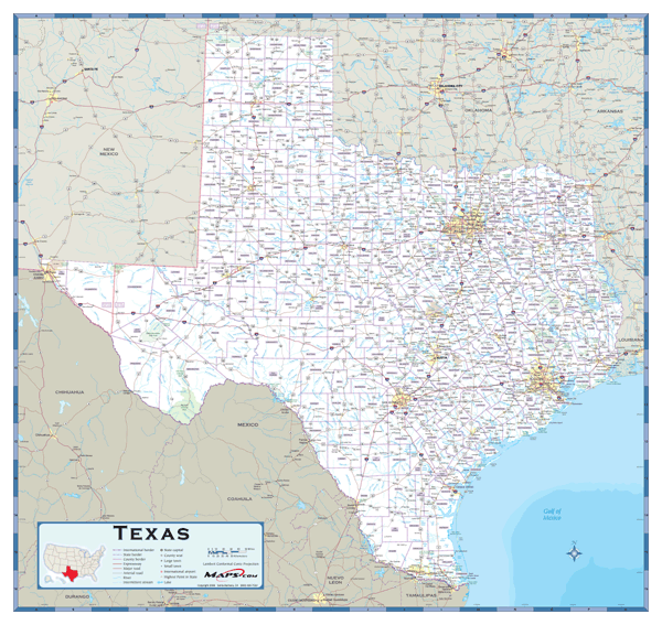 Texas County Highway Wall Map by Maps.com - MapSales