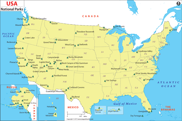 USA National Park Wall Map by Maps of World - MapSales