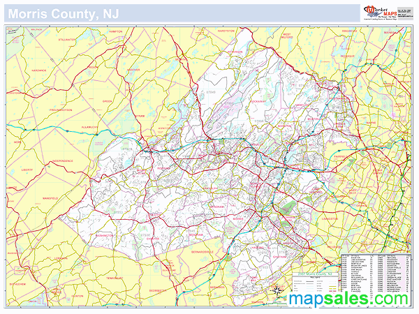 Morris, NJ County Wall Map by MarketMAPS - MapSales