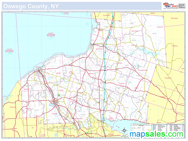 Oswego NY County Wall Map By MarketMAPS MapSales   Oswego NY 7m 