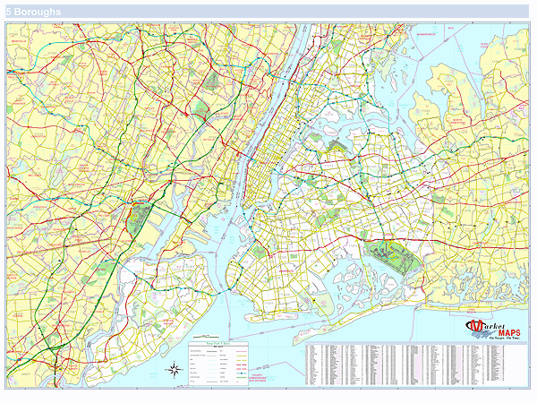 Five Boroughs, NY Wall Map by MarketMAPS - MapSales