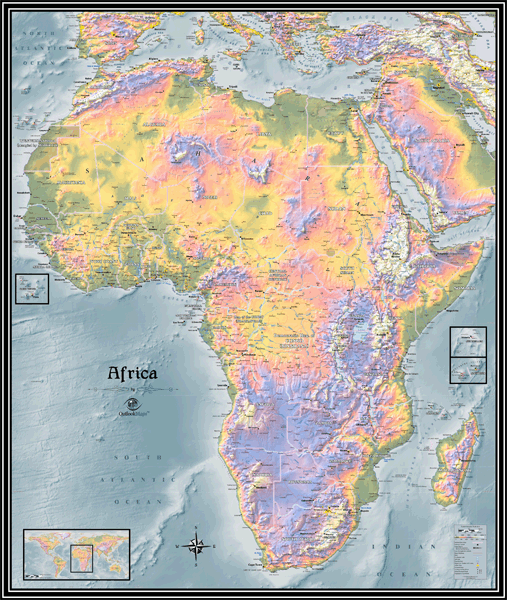 Africa Physical Wall Map by Outlook Maps - MapSales