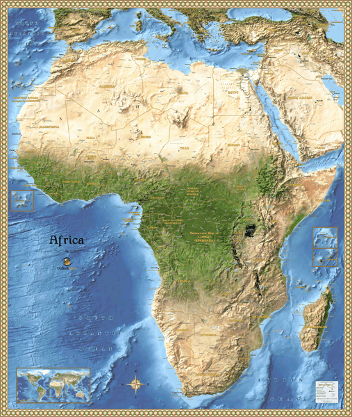 Africa Satellite Wall Map by Outlook Maps