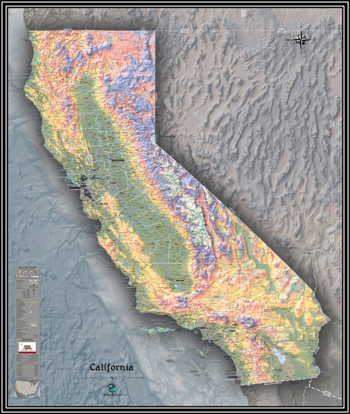 physical map of california
