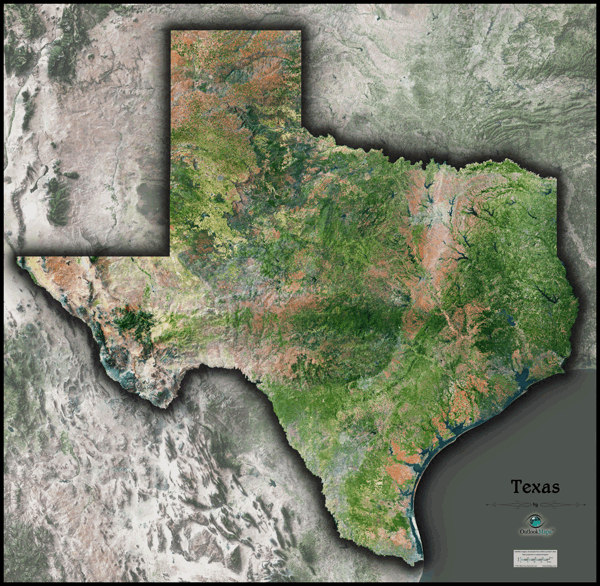 Satellite Maps Of Texas Texas Satellite Wall Map by Outlook Maps