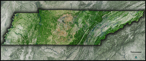 Tennessee Satellite Wall Map by Outlook Maps - MapSales
