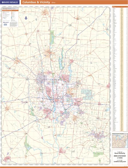 Columbus, OH Vicinity Wall Map by Rand McNally - MapSales