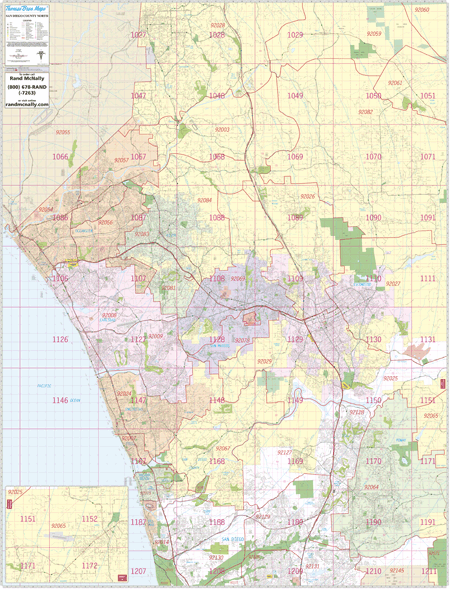 North San-Diego, CA Wall Map by Thomas Brothers Maps - MapSales