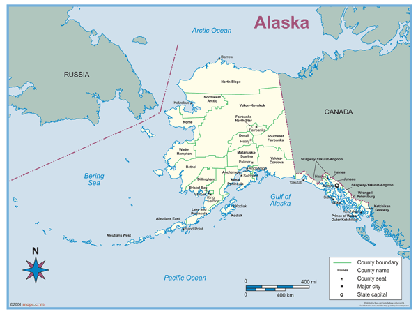 Alaska County Outline Wall Map by Maps.com - MapSales