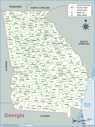 Georgia County Outline Wall Map by Maps.com