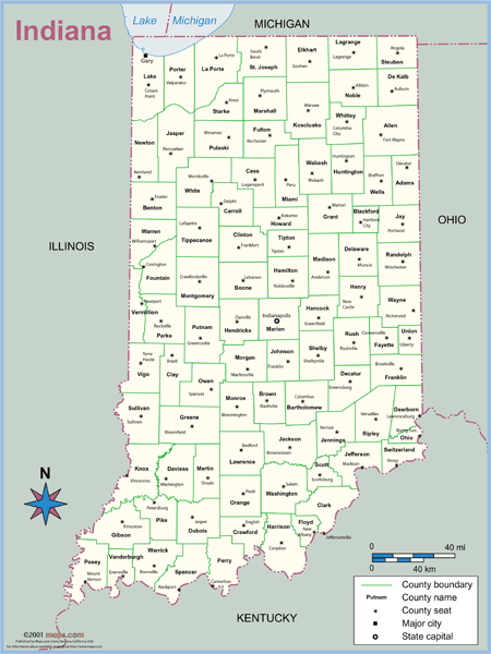 Indiana County Outline Wall Map by Maps.com - MapSales