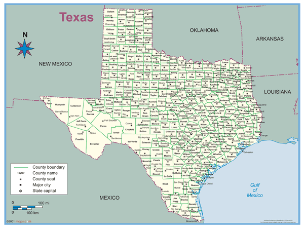 Texas County Outline Wall Map by Maps.com - MapSales