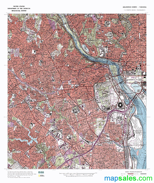Arlington County Va Topo Wall Map By Marketmaps Mapsales 3433