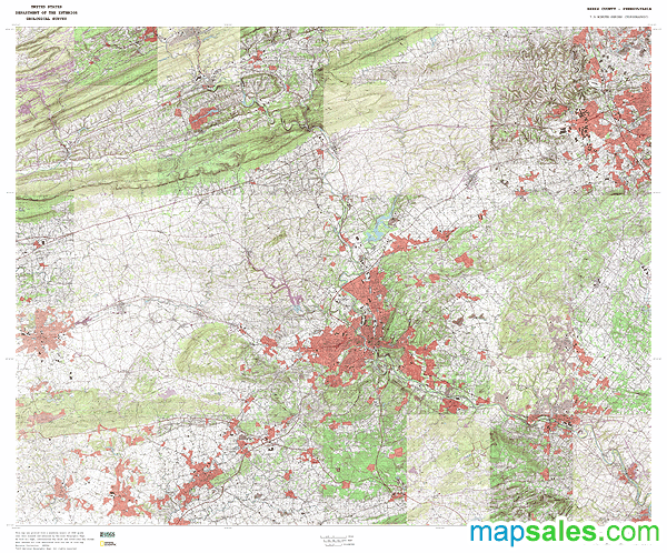 Berks County, PA Topo Wall Map by MarketMAPS - MapSales