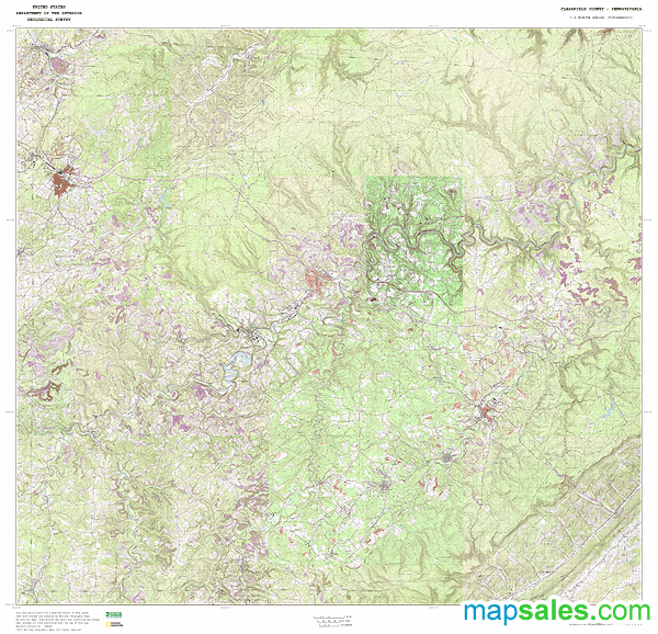 Clearfield County, PA Topo Wall Map by MarketMAPS - MapSales