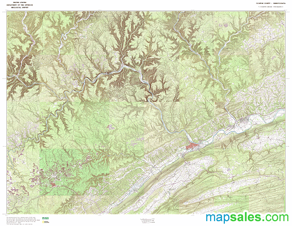 Clinton County PA Topo Wall Map By MarketMAPS MapSales   Clinton PA 24U 