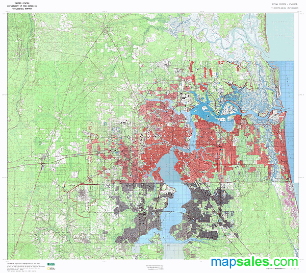 Duval County, FL Topo Wall Map by MarketMAPS - MapSales