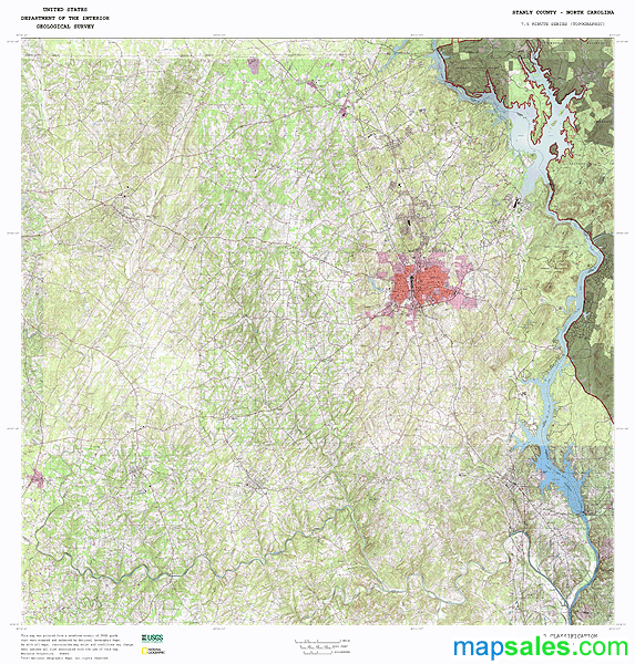 Stanly County Nc Topo Wall Map By Marketmaps Mapsales 7358