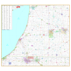 Michigan Southwest Vicinity Wall Map by UniversalMap