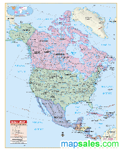 North America Classroom Wall Map by UniversalMap