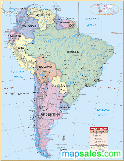 South America Classroom Wall Map by UniversalMap