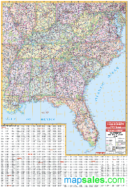 US Southeast W/Virginia Wall Map by UniversalMap